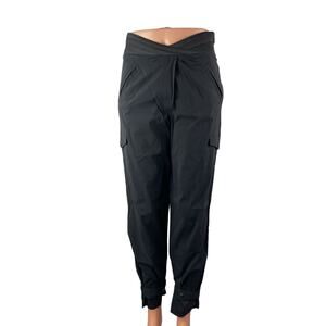 RTA Women's Black High Waisted Cargo Zip Tapered Jogger Trousers Pants Size 25